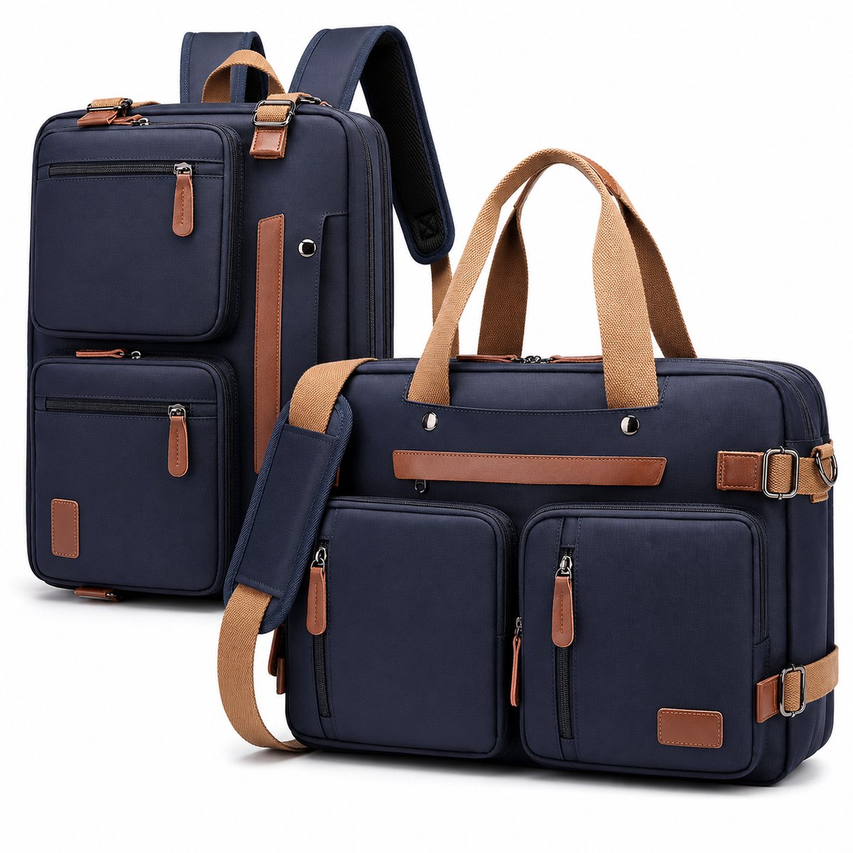 Laptoptas 17,3 inch - 2-in-1 Laptop Rugtas - Laptop Schoudertas - Grote Werktas - Spatwaterdichte Laptoptas - Koningsblauw