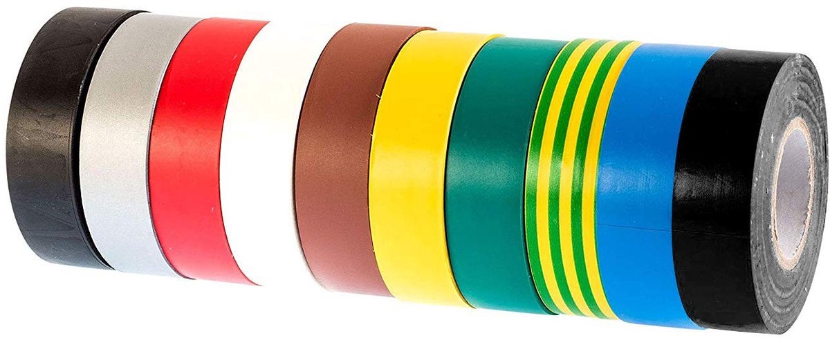 Omgoods - 10 Rollen PVC Elektrische Isolatietape in Meerdere Kleuren