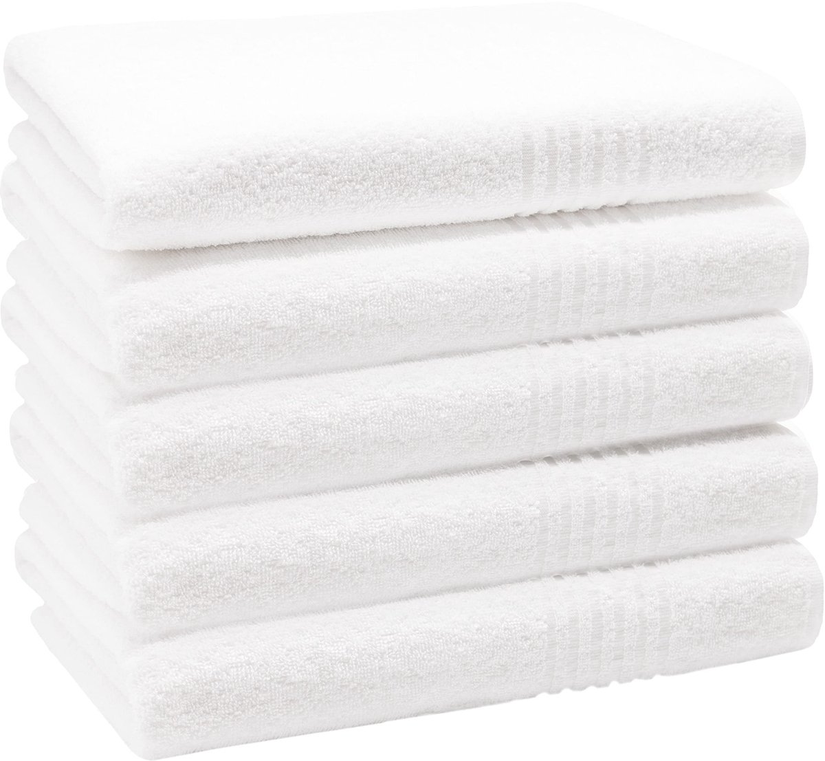 Omgoods - Set van 5 Douchehanddoeken 70x140 cm - 100% Katoen 380 g/m² Wit