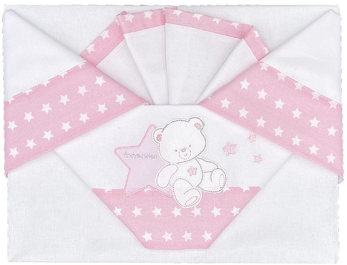 Omgoods - Baby Bedlinnen Set met Hoeslaken en Kussensloop, Roze