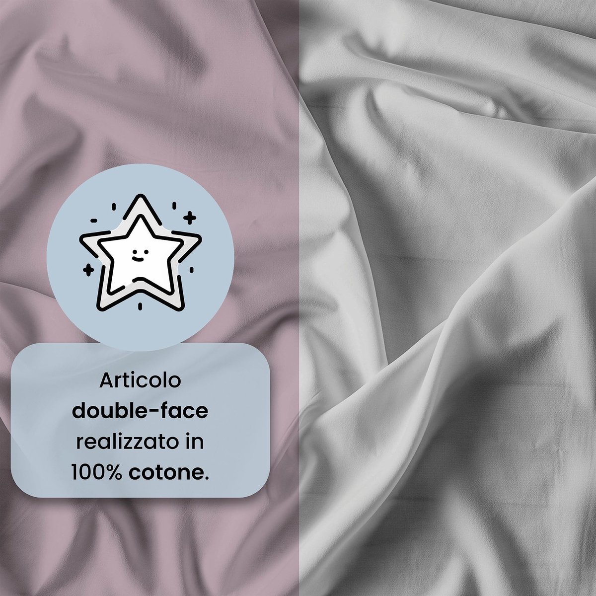 Omgoods - Duvet Cover Set 100% Katoen in Antiek Roze/Licht Grijs
