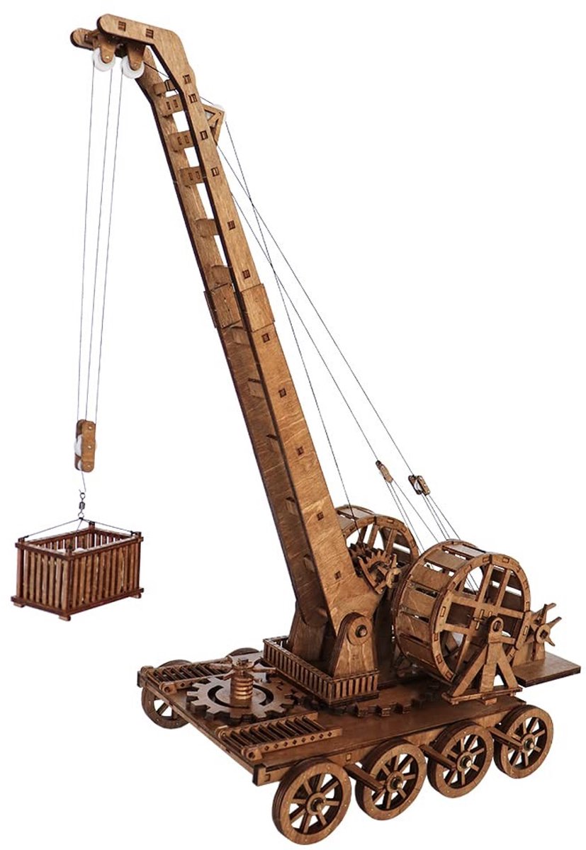 Omgoods - Houten Middeleeuwse Kraan Modelbouwset