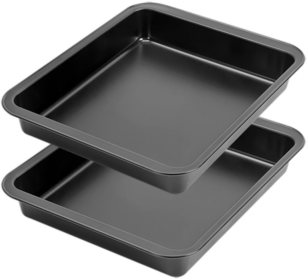 Omgoods- Cakevorm Set van 2 - Vierkante Bakvorm - Anti-aanbaklaag - Koolstofstaal - 25 x 25 cm - Perfecte Taart - Bakpan