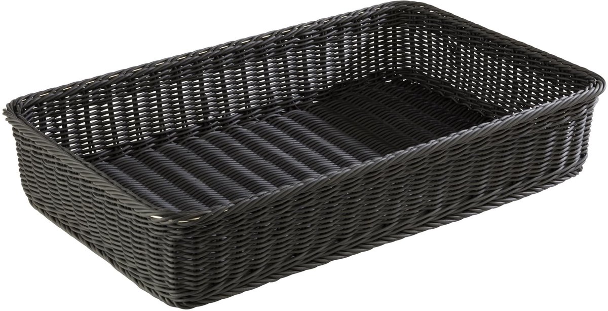 Omgoods - Polypropyleen Mand met RVS Frame, 53 x 32,5 x 10 cm, Zwart