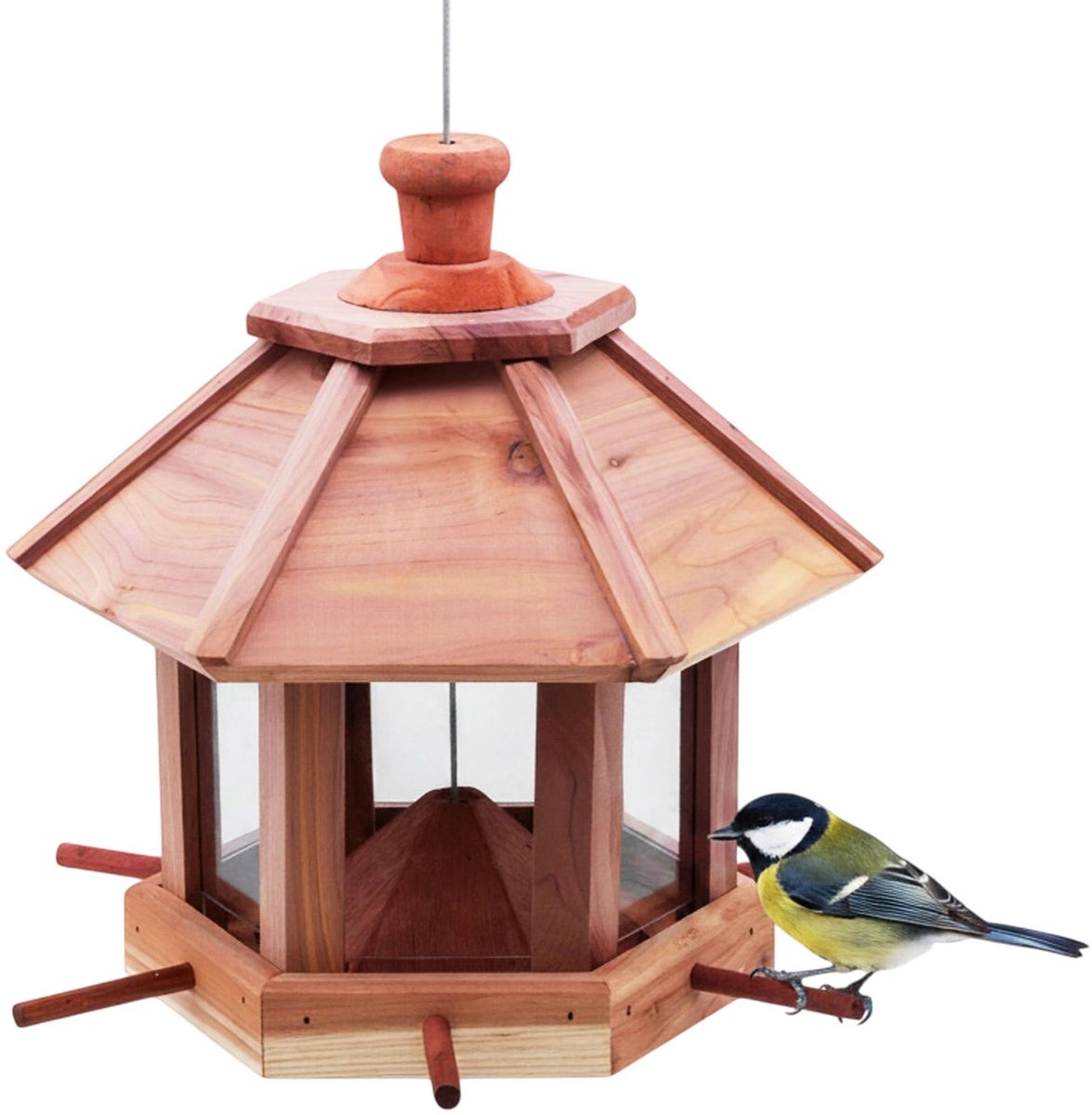 Omgoods - Houten Vogelvoederhuis met 6 Zitstokken