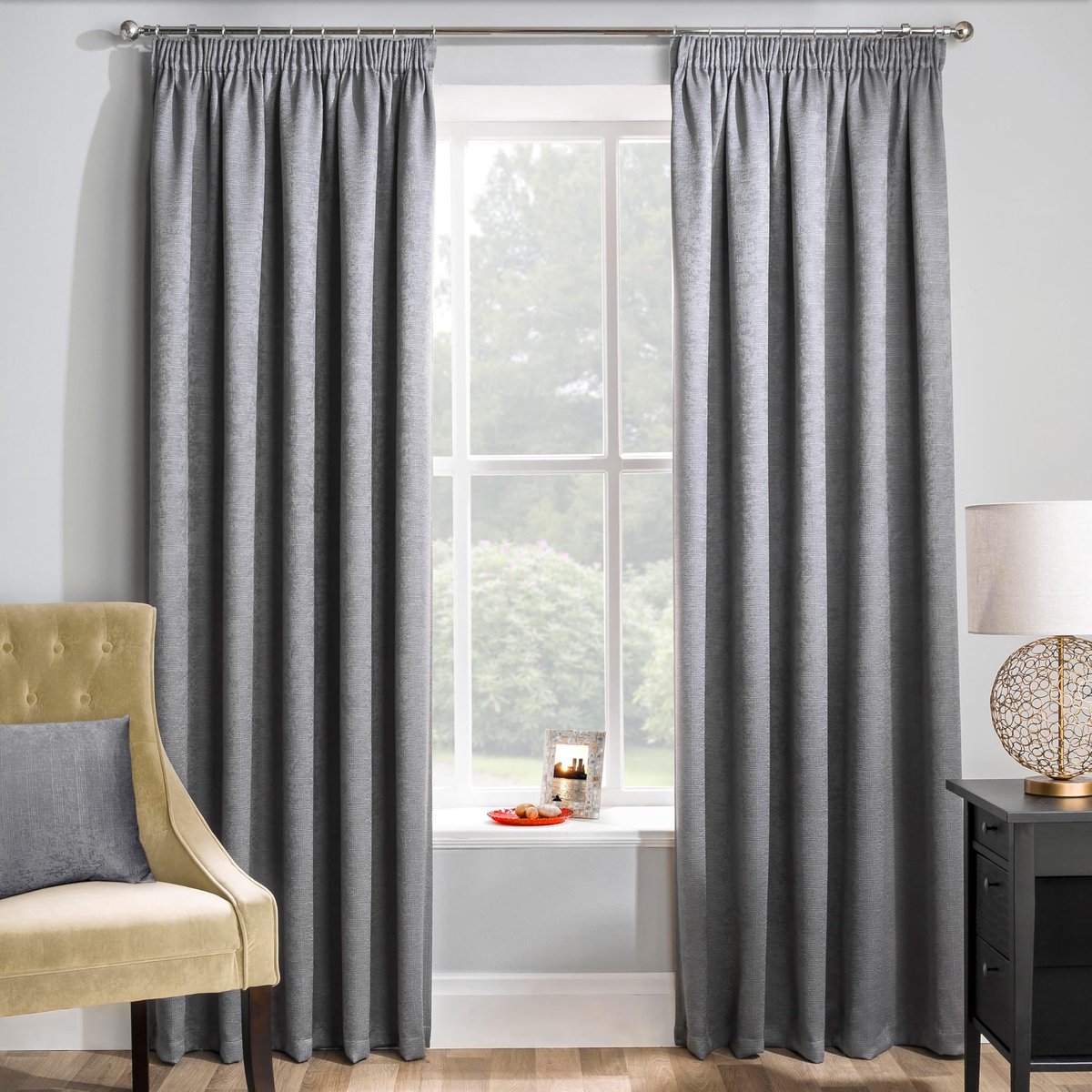 Omgoods - Grijze Zijden Thermal Blockout Gordijnen - 46 x 90 inch
