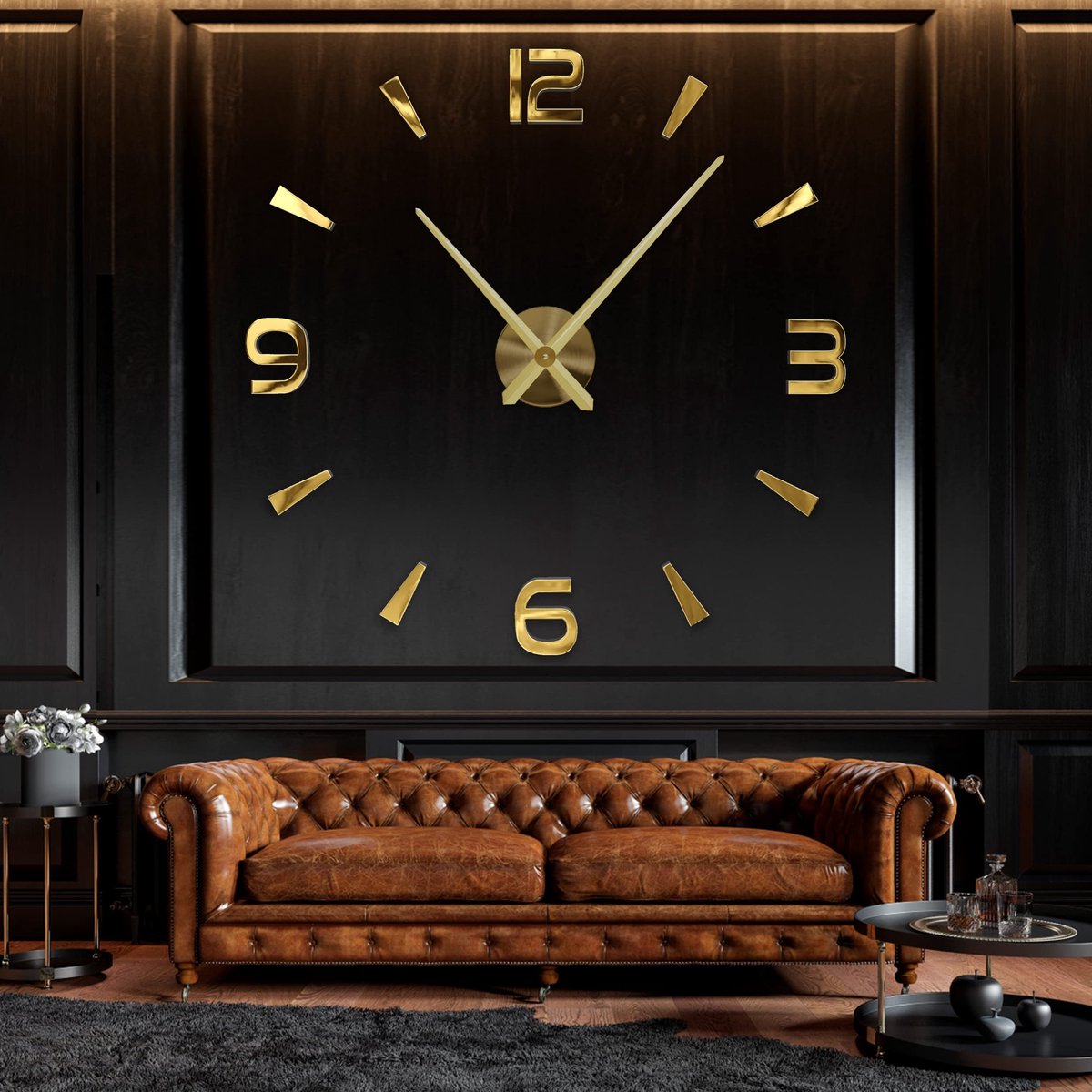 Omgoods - 3D Wandklok B-Goud voor Moderne Decoratie