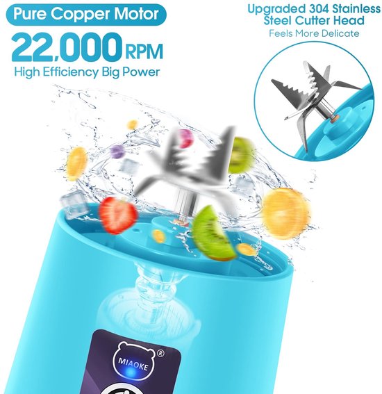 Omgoods - Draagbare Mini Juice Mixer met 6 Bladen, Oplaadbare Juicer voor Thuis en Buiten van Omgoods — afbeelding 2