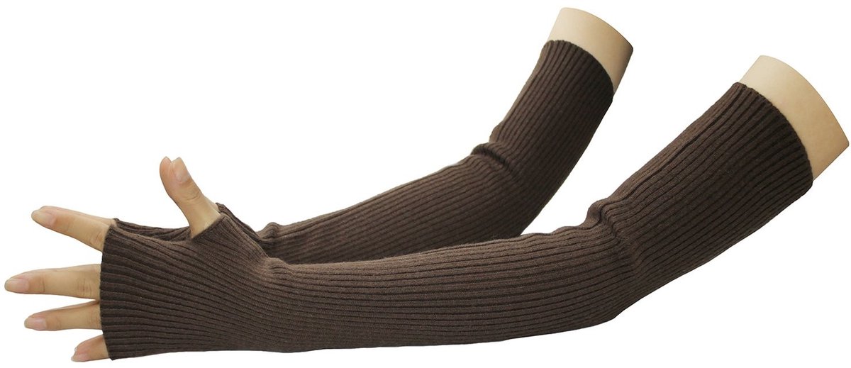 Omgoods - Vrouwen Cashmere Lange Vingerloze Handschoenen voor de Winter, Toffee