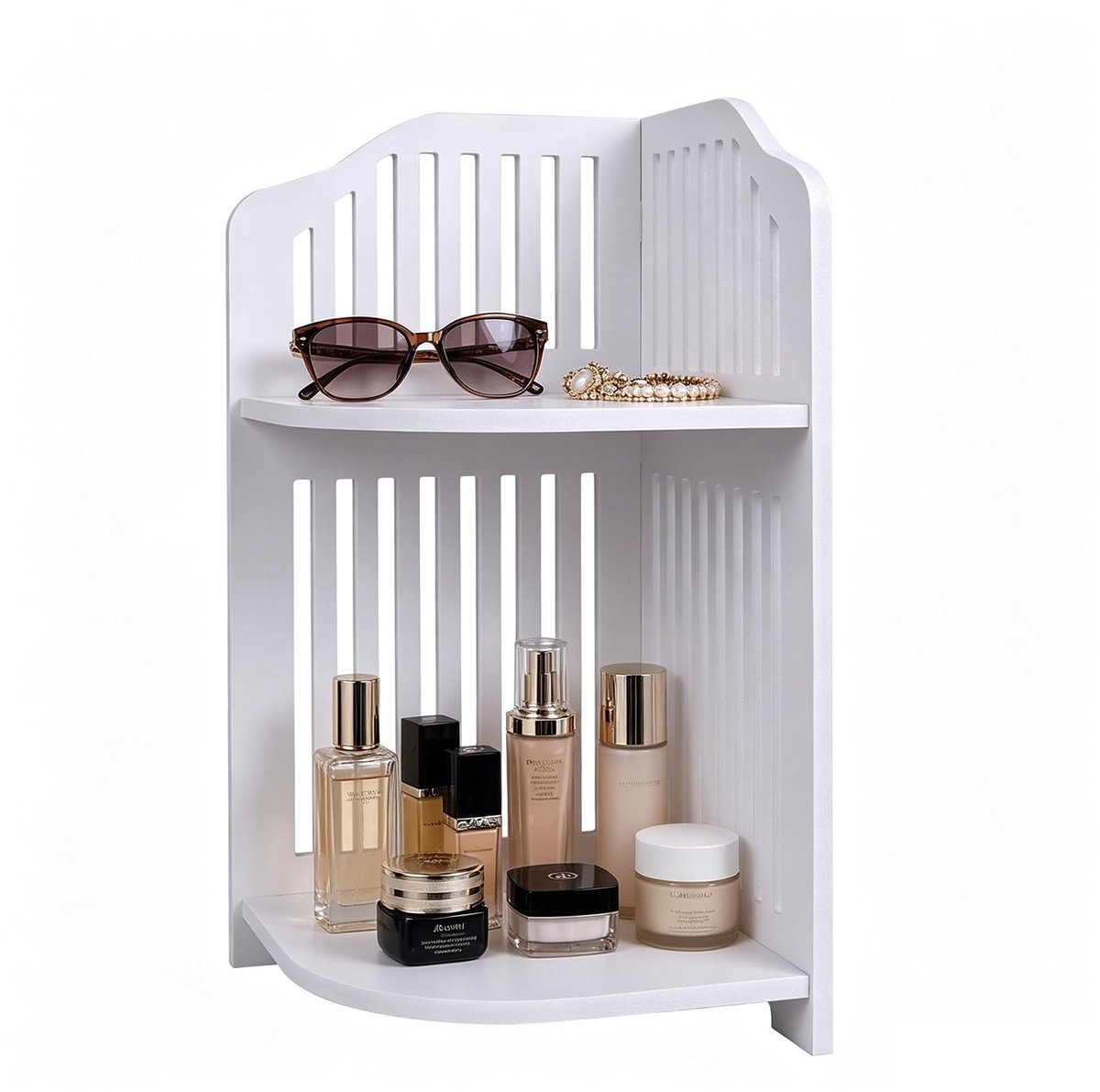 Omgoods - 2-Layer Hoekopslagrek voor Cosmetica en Decoratie
