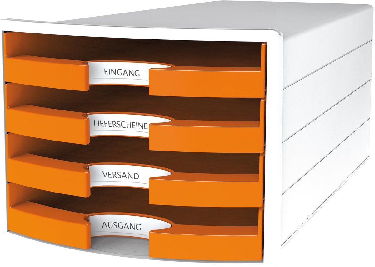 Omgoods - Organizer met 4 Laden voor Bureau, Wit/Oranje