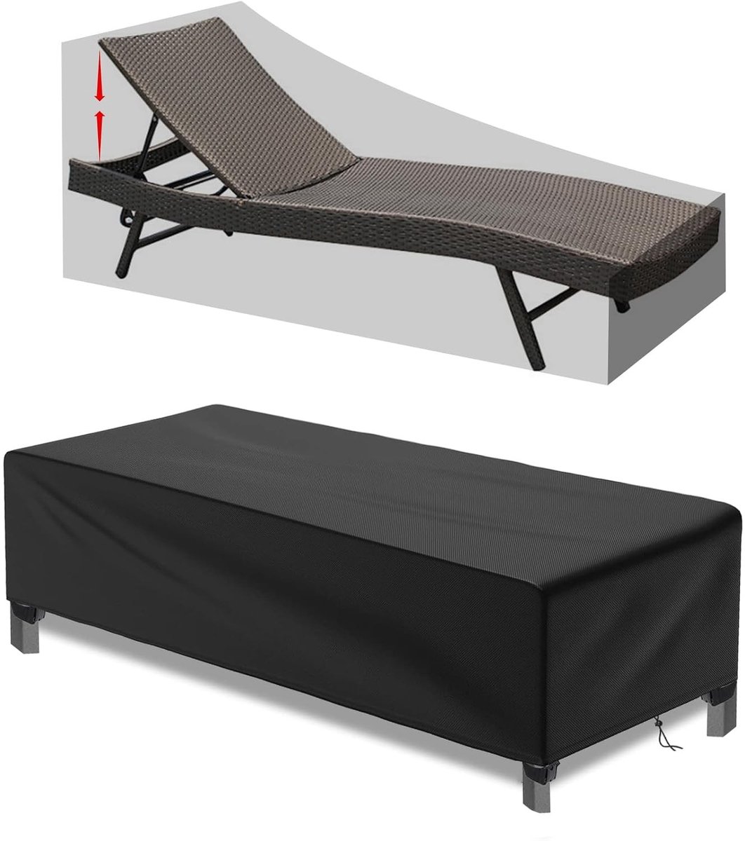 Omgoods- Beschermhoes Tuinligstoel Waterdicht - UV Bestendig - Scheurbestendig - Heavy Duty 420D Oxford - 200 x 68 x 30 cm - Modieus Design - Tuinmeubelbescherming