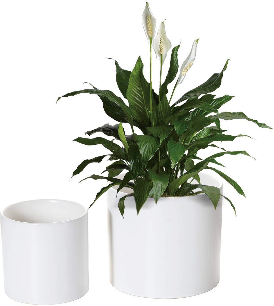 Omgoods - Set van 2 Moderne Keramische Plantenpotten met Afvoer