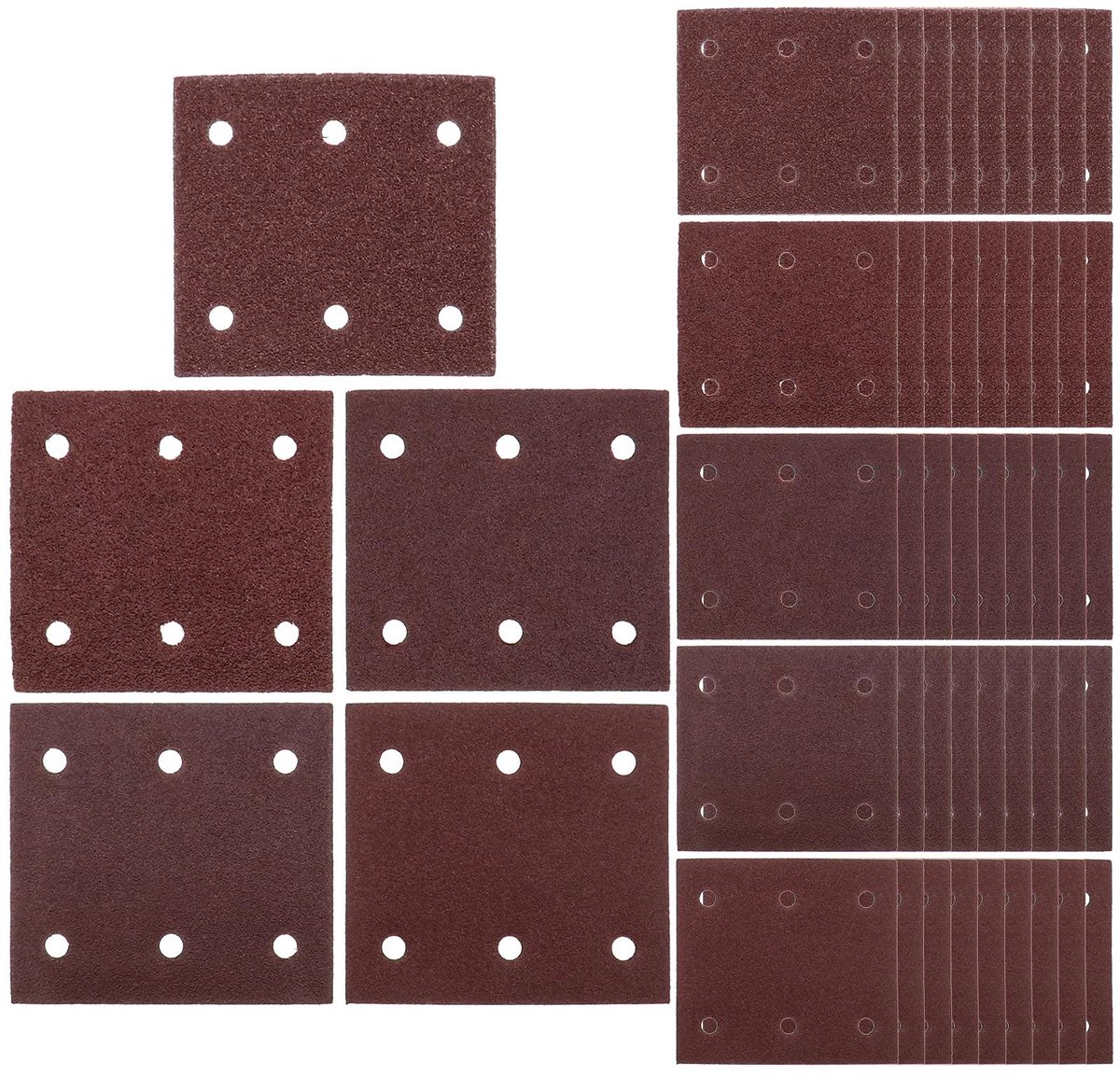 Omgoods - Schuurpapier Hook and Loop Disc Kit - 50x schuurpapier - Geschikt voor verschillende schuurmachines - 40/60/80/100/120 grit - Voor divers...