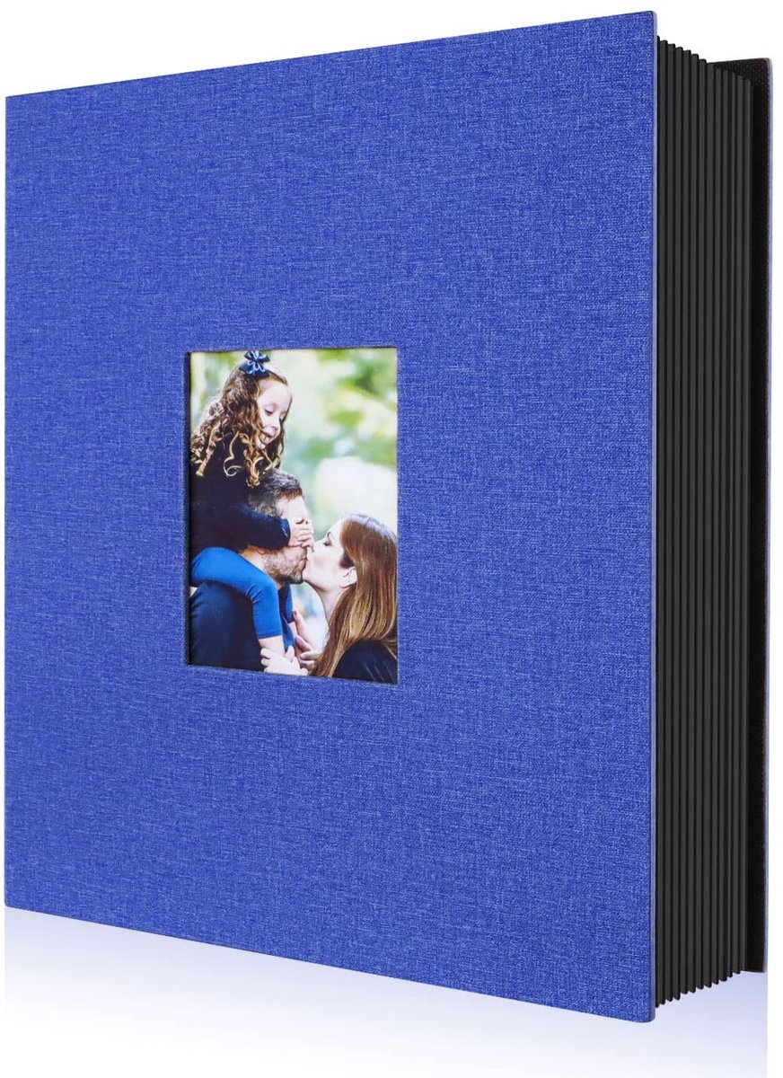 Omgoods - Fotoalbum 10 x 15 cm, 400 Hoesjes, Linnen Voor Verticaal Gebruik (Blauw)