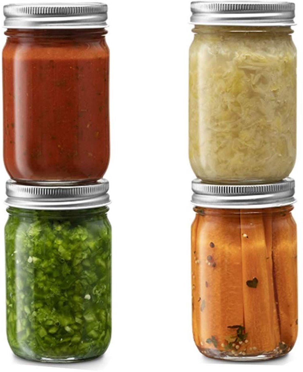 Omgoods - 14 oz Glazen Potten met Luchtdichte Deksel