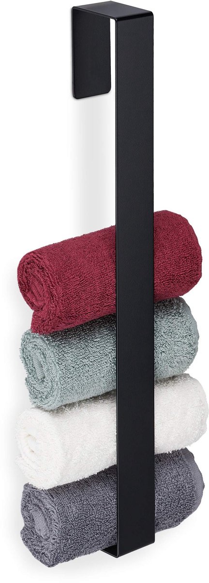 Omgoods - Zwart Zelfklevend Handdoekenrek RVS 45 cm Zonder Boren