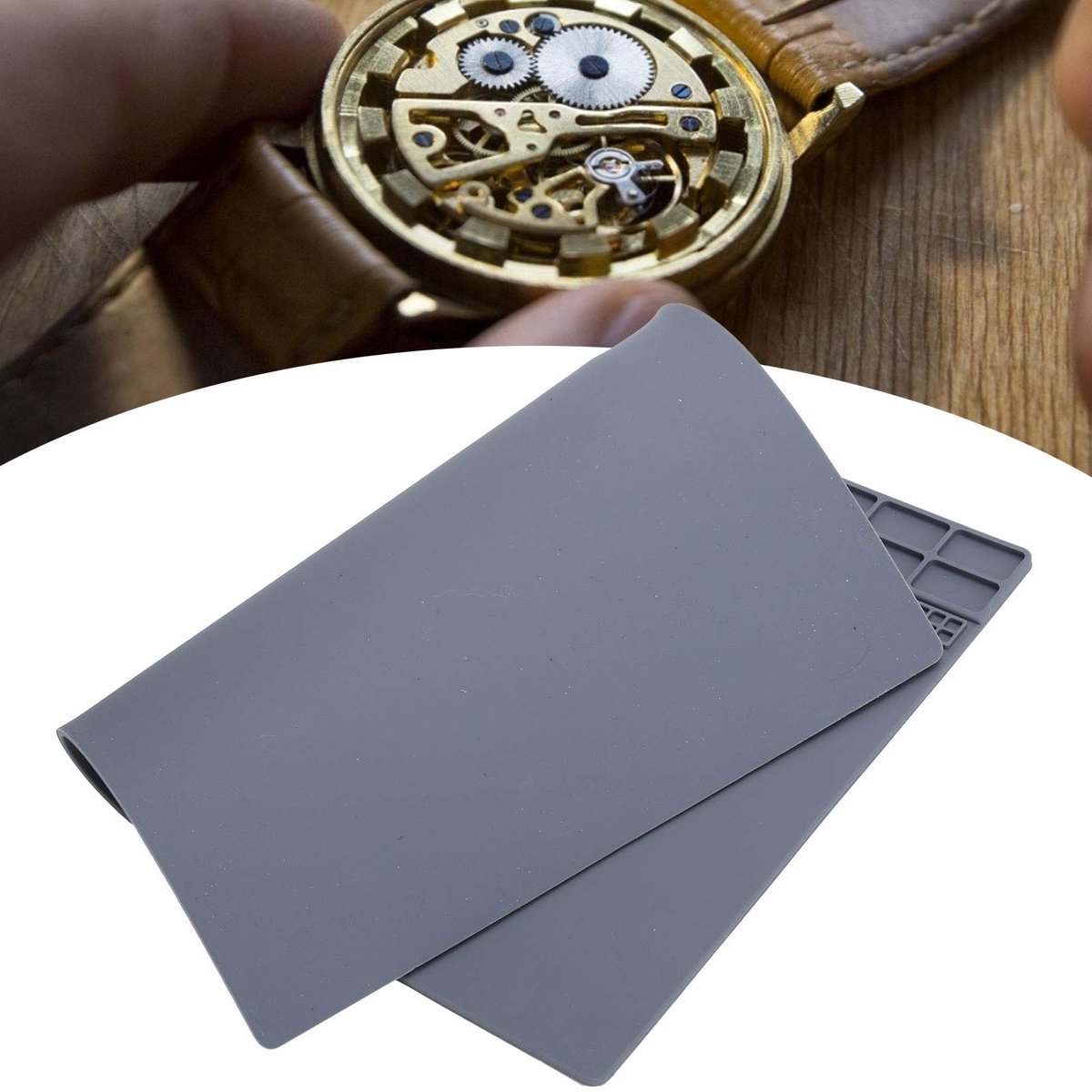 Omgoods - Werkmat Rubberen Mat - Antislip Horlogereparatie - Grijs - Ondersteunend Onderhoudsaccessoire voor Elektronica - Geschikt voor Horlogemak...