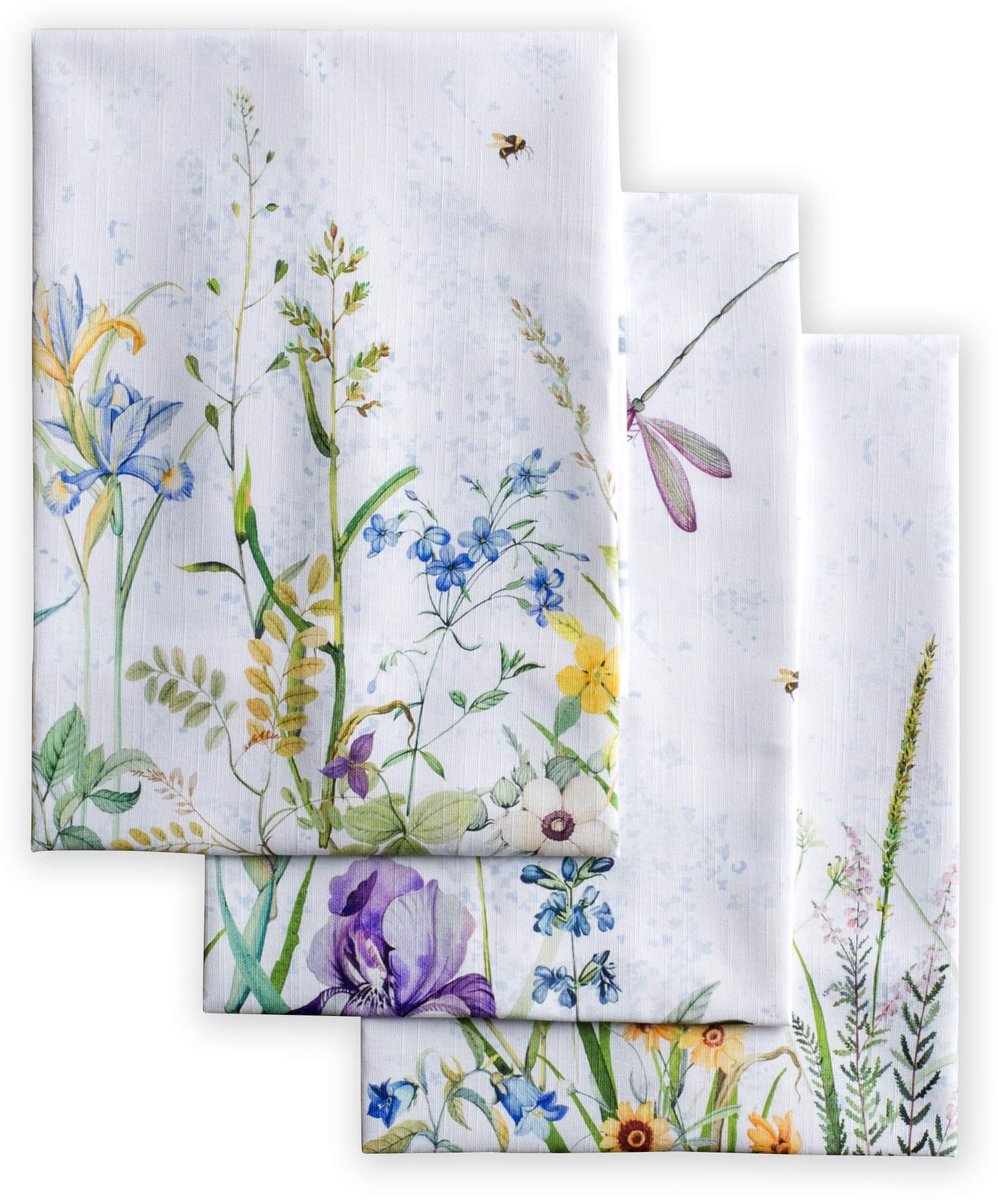 Omgoods - Set van 3 Multifunctionele Keukenhanddoeken Fleurs De Mai 50x70 cm - 100% Katoen