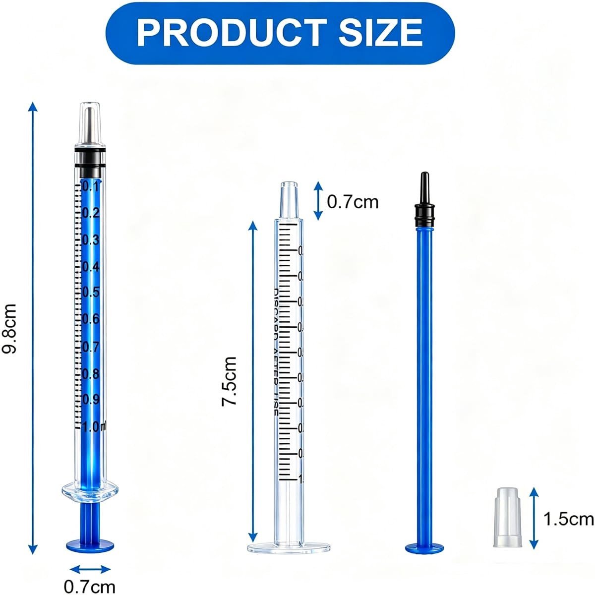 Omgoods - Set van 100 Stuks 1ml Spuiten met Luer Slip Tip en Caps (Zonder Naald)