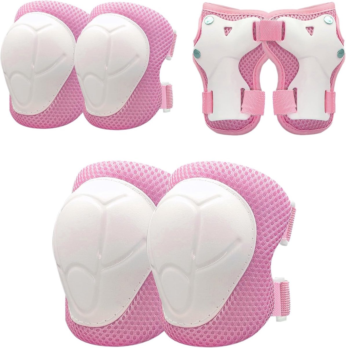 Kinderkniebeschermers, knie- en elleboogbeschermers, beschermende uitrustingssets - roze, one size fits all