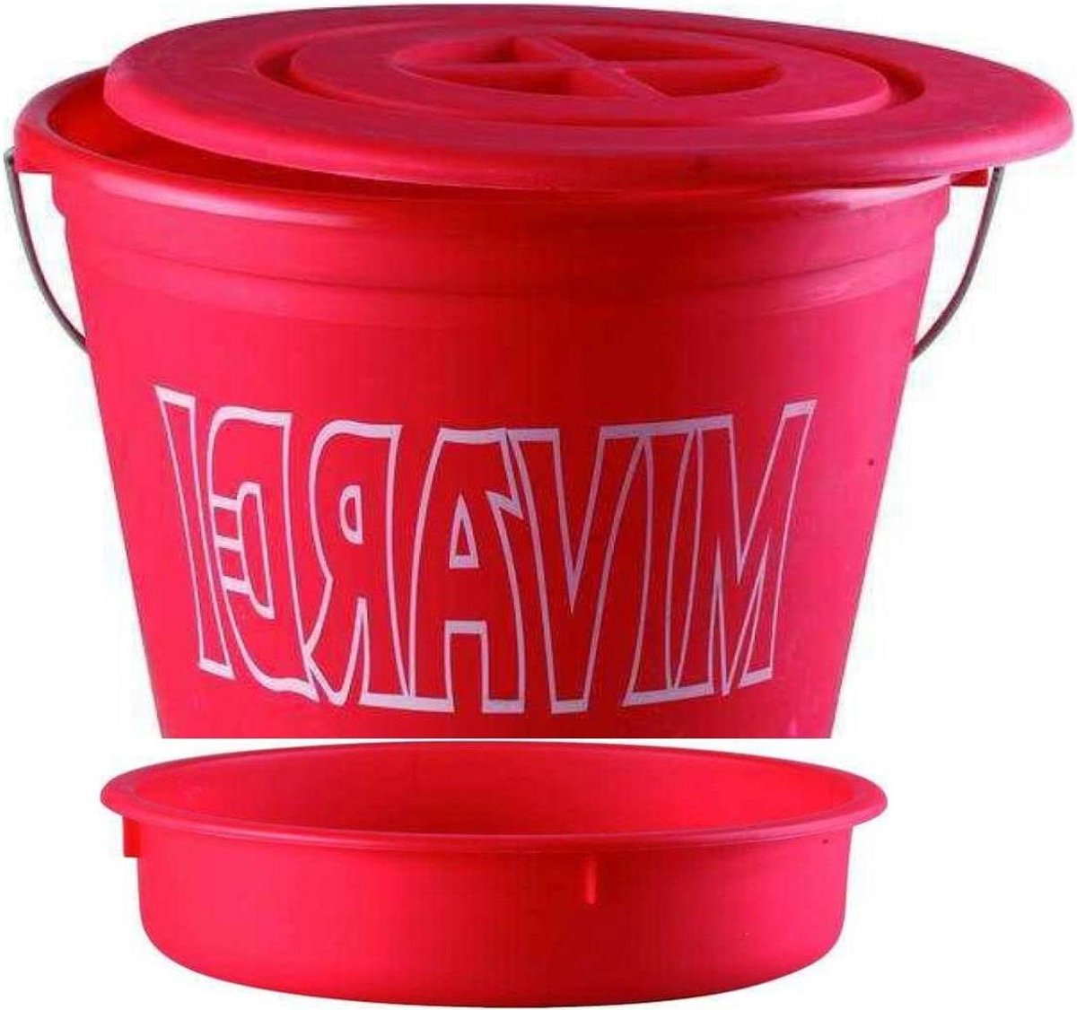 Voederemmer - Voederbak Vis Visvoer Bak - Vissen Voeren - Uitneembare Kuip - 25 liter - Rood