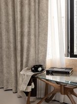 Beige bloemenjacquard verduisteringsgordijnen, voor slaapkamer en woonkamer, bloemenchenille, verduisterend, thermisch geïsoleerd, geluiddicht,Met haakjes ringen,Groen,140x220cm