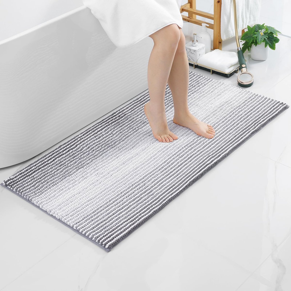 Omgoods - Zacht Absorberend Badmat Microfiber Antislip 60 x 120 cm Grijs