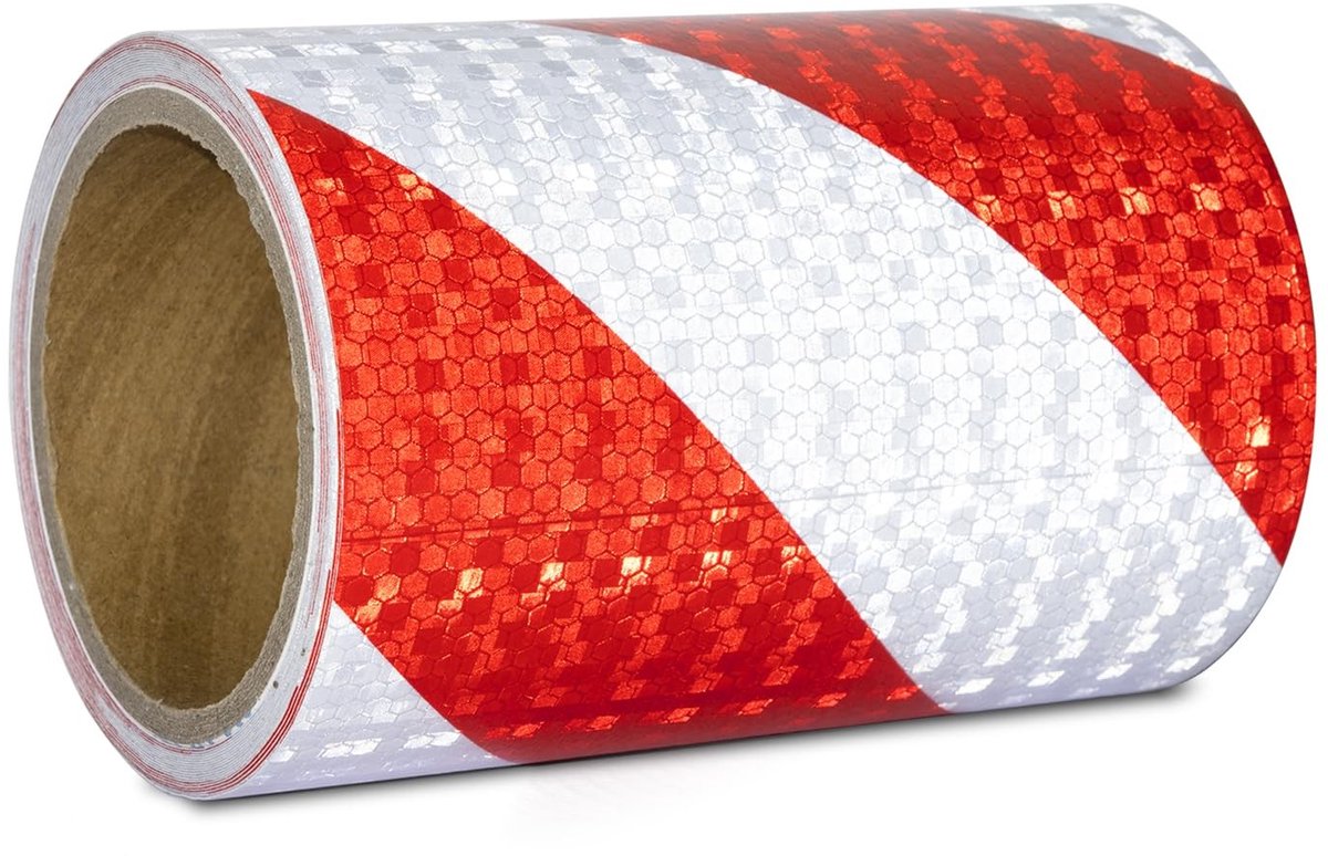 Omgoods - Reflecterende Plakband Rood en Wit, 15 cm x 20 m