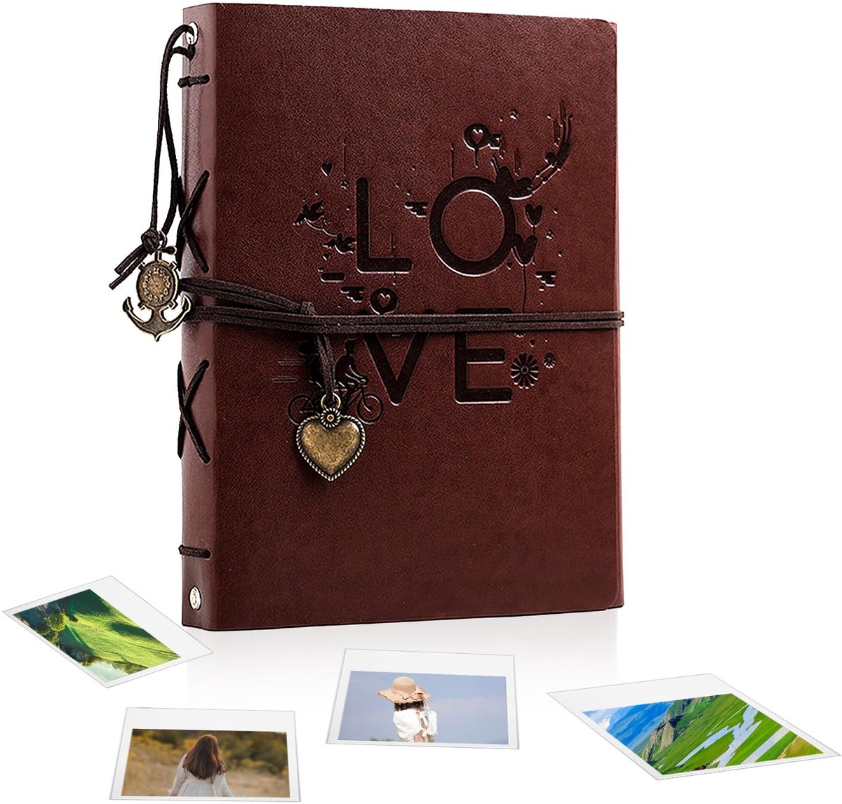 Omgoods - Vintage Leer Fotoalbum 27 x 20.5 cm met 60 Pagina's