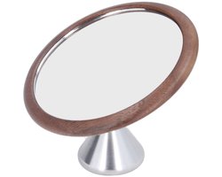 Omgoods- Espresso Spiegel 360 Graden Draaibaar - Verstelbare Rotatie - Reflecterende Koffiespiegel - Walnoot/Roestvrij Staal - Barista Tool