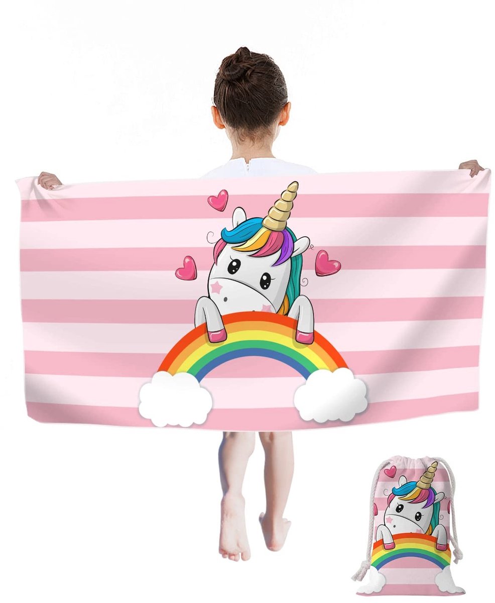 Omgoods - Kinderstrandhanddoek met Eenhoorn Motief, Sneldrogend en Zandvrij