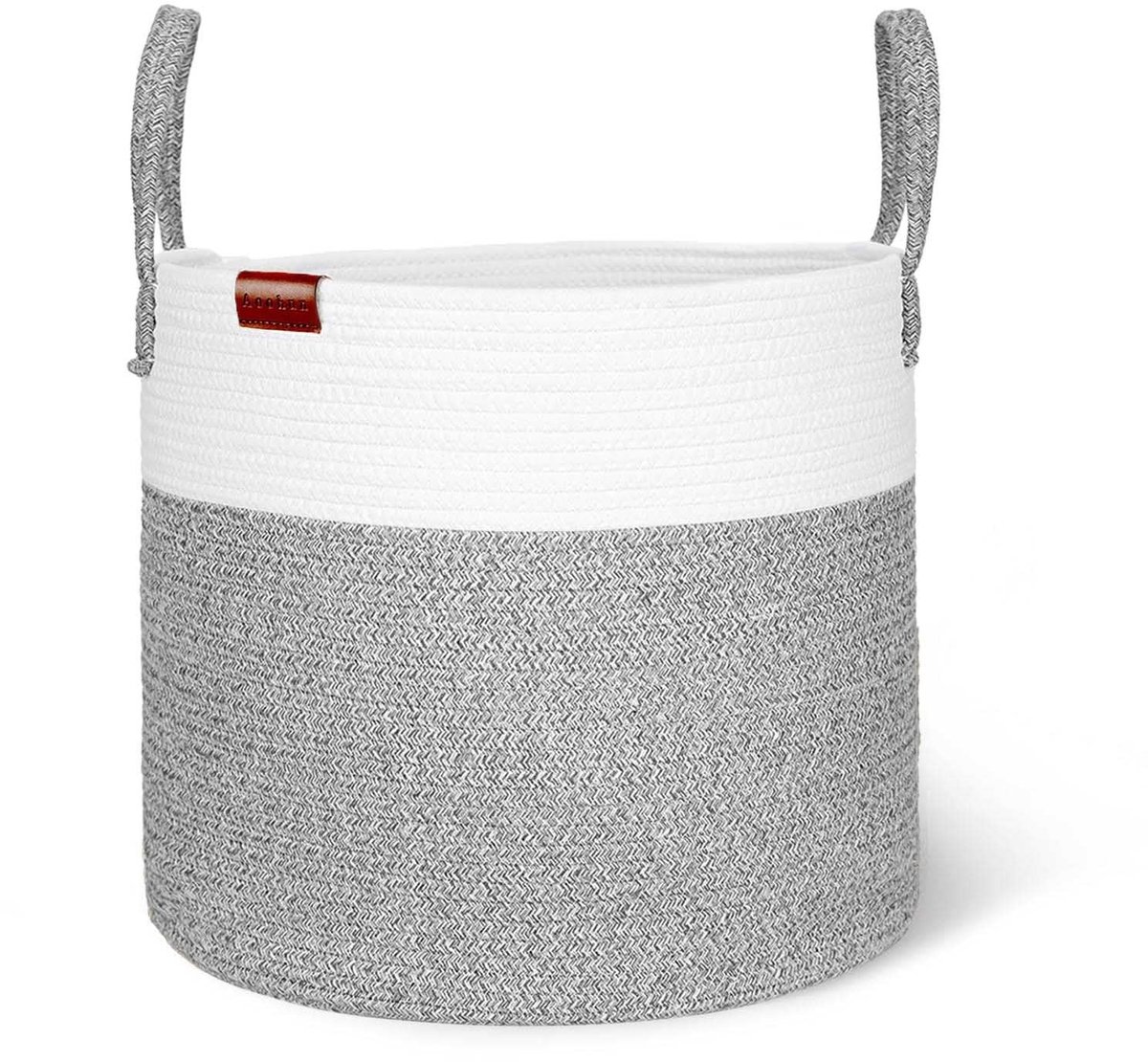 Omgoods - Katoenen Touw Wasmand - Geweven Opbergmand voor Speelgoed in Grijs (38x35cm)