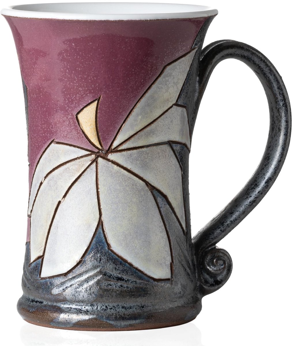 Omgoods - Handgemaakte Keramische Mokken met Bloemenmotief 320ml