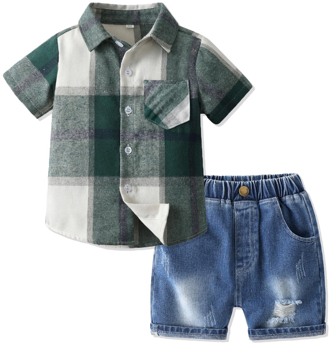 Omgoods - 2-delige Baby Kleding Set met Korte Mouwen en Jeans