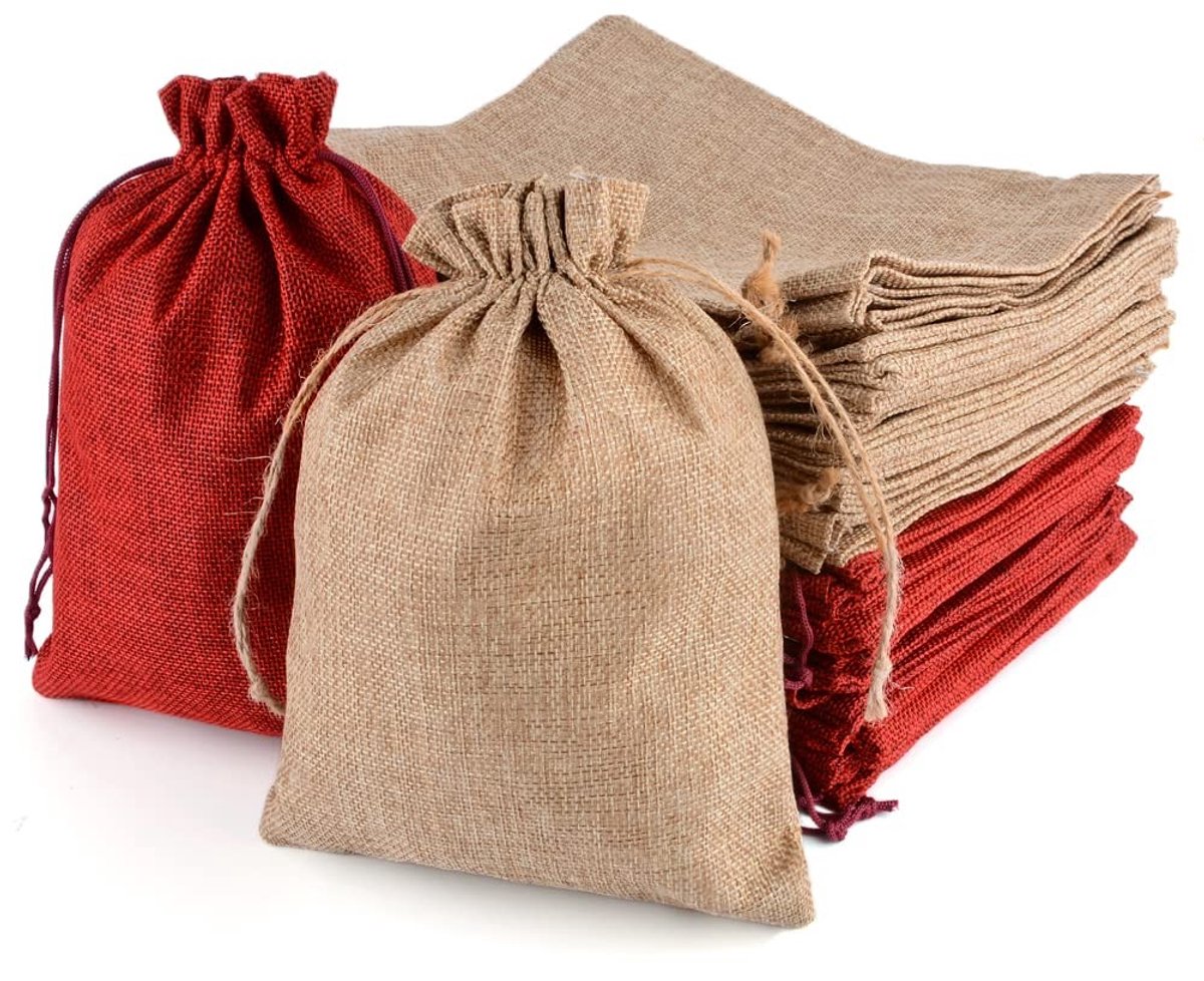 Omgoods - Set van 30 Jute Geschenktassen met Trekkoord 15x20cm