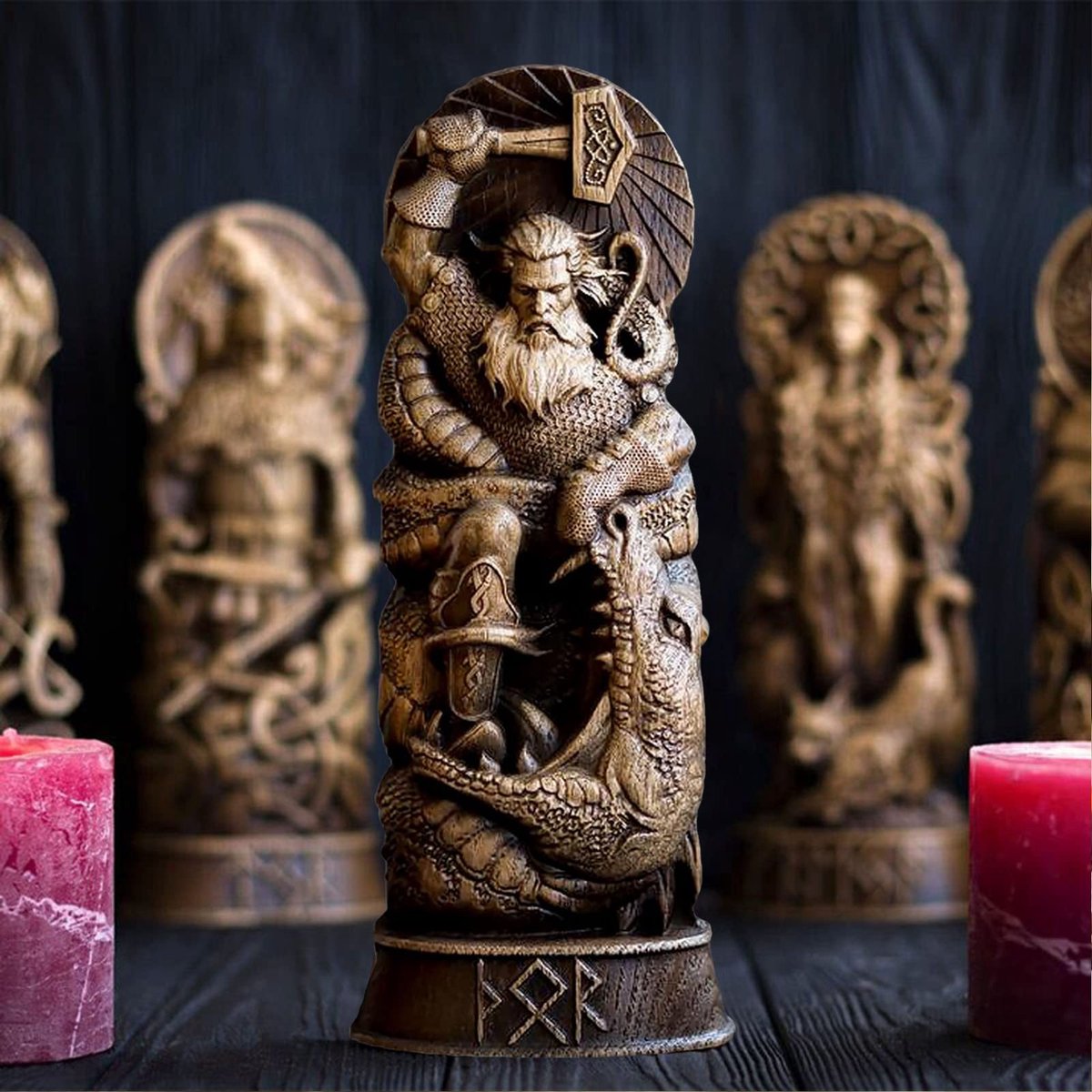 Omgoods- Odin Figuur - Decoratief Beeld van Noordse God - Germaanse God Wodan - Mythologie Decoratie - Wijnkast Beeld - Boekenkast Decoratie