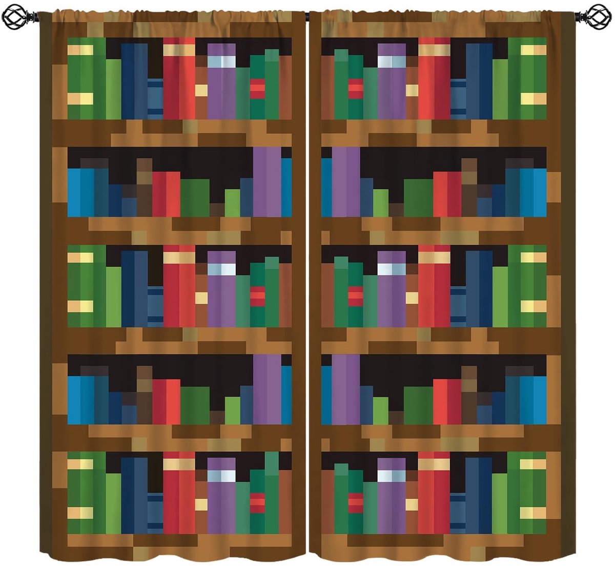 Omgoods - Pixel Art Boekenplank Gordijn voor Kinderen