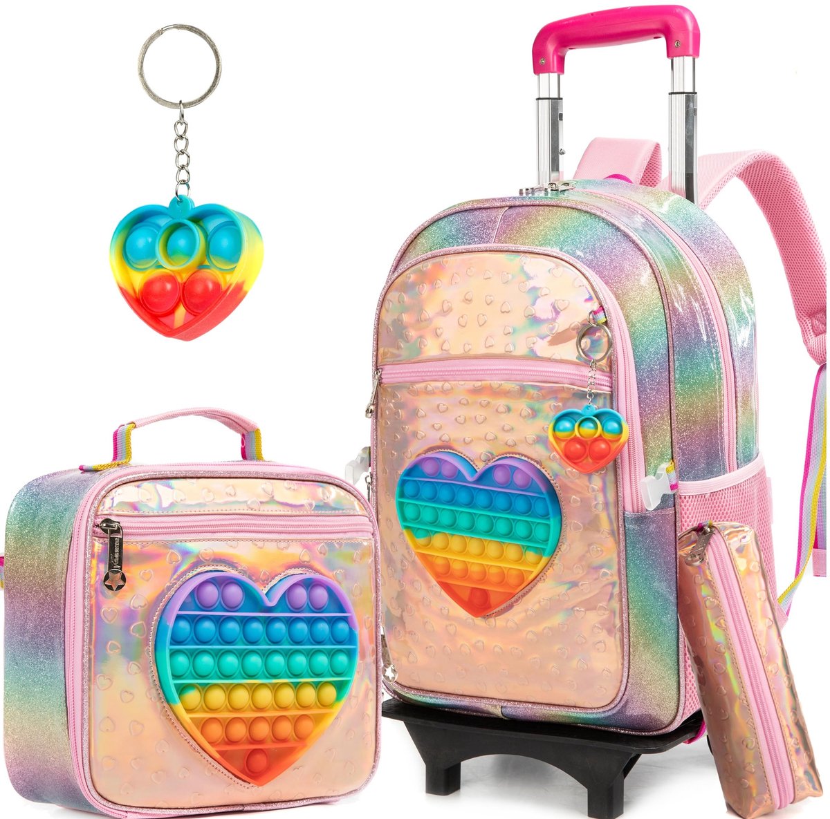Omgoods - 3-in-1 Rolrugzak voor Meisjes met Lunchtas