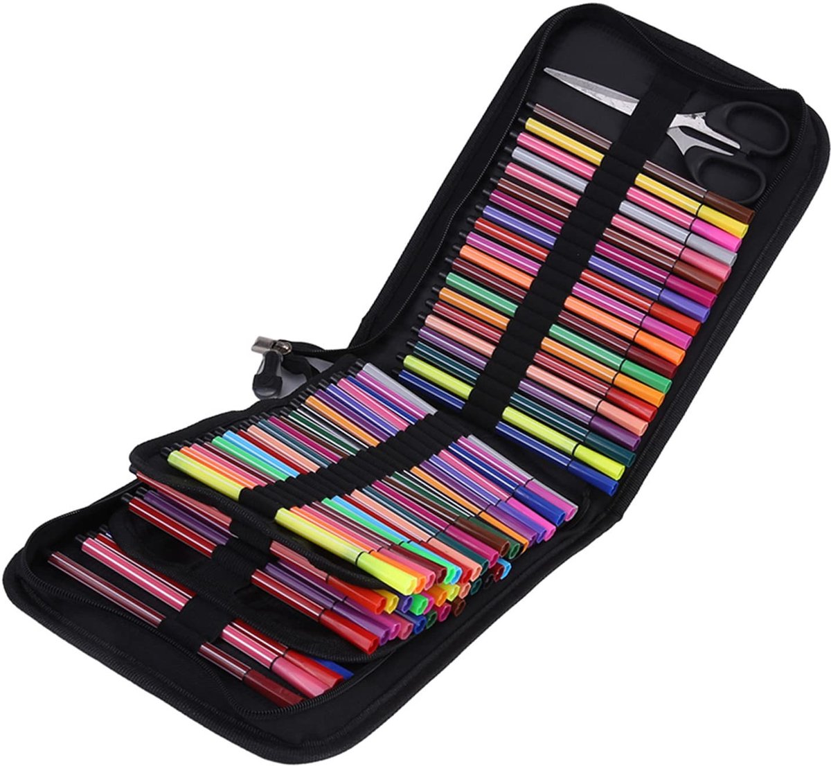 Omgoods- Pennenzak 120 Slots - Opvouwbaar - Canvas - Individuele Houder - Pen Organizer - Sterke Ritssluiting