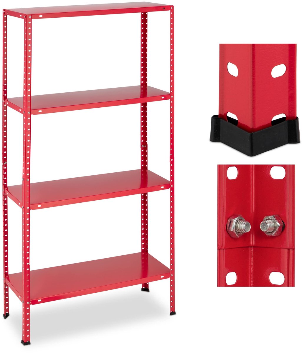 Omgoods - Stalen Opbergrek met 4 Planken voor Garage en Kelder