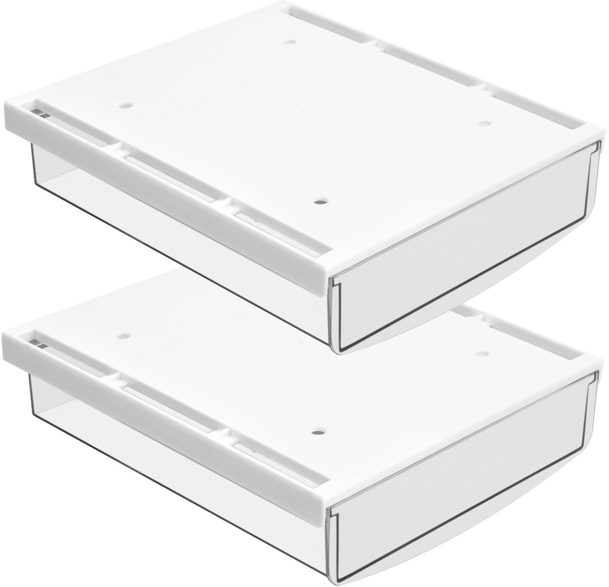 Omgoods- Bureaulade - 2 Stuks - Zelfklevende Lade - Opbergdoos - Verborgen Bureaulade - 21 x 18 x 5,4 cm - Materiaal ABS/PET
