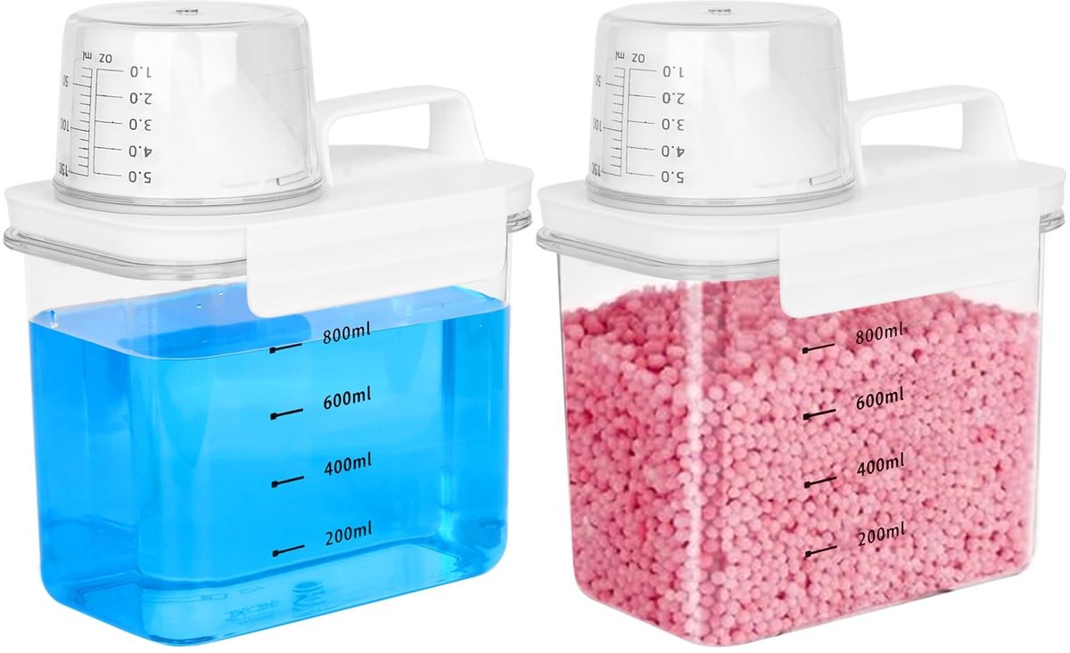 Omgoods - Airtight Wasmiddelopslag met Maatbeker, 1100ml