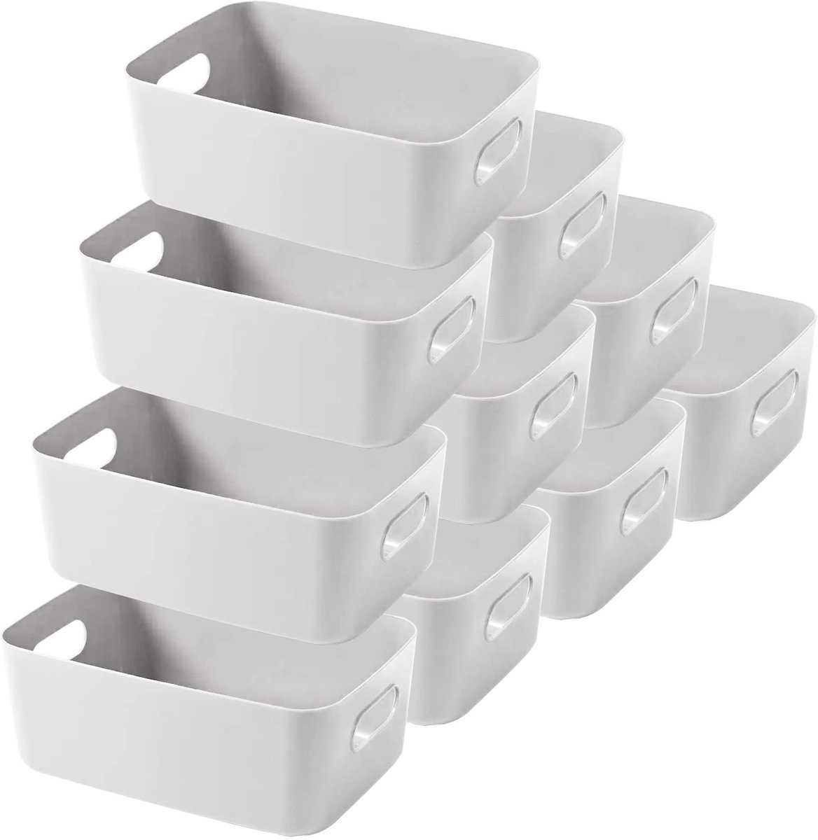 Omgoods - Set van 10 Plastic Opbergdozen met Handvatten