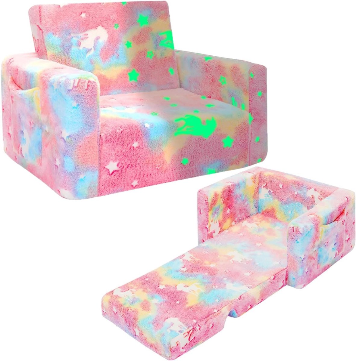 Omgoods - Opvouwbare Sofa voor Peuters met Glow in the Dark Functie