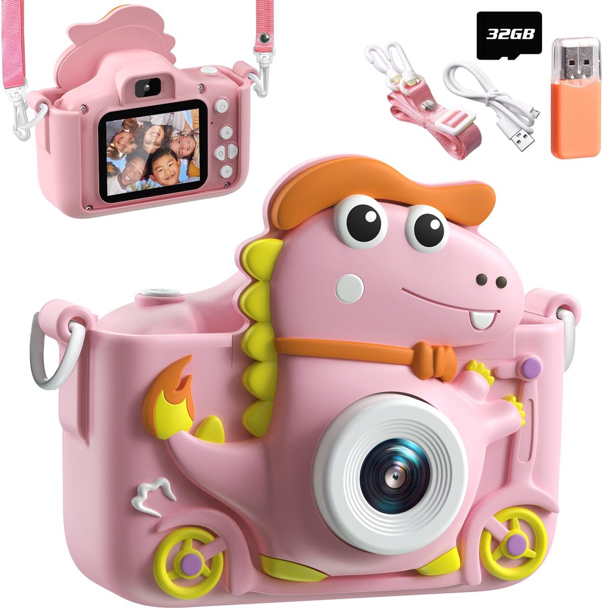 Omgoods- Kindercamera 1080p - Digitale Selfiecamera - 2 Inch Display - 32 GB - Voor Kinderen 3-12 Jaar - Kleurtransformaties - Fotocamera