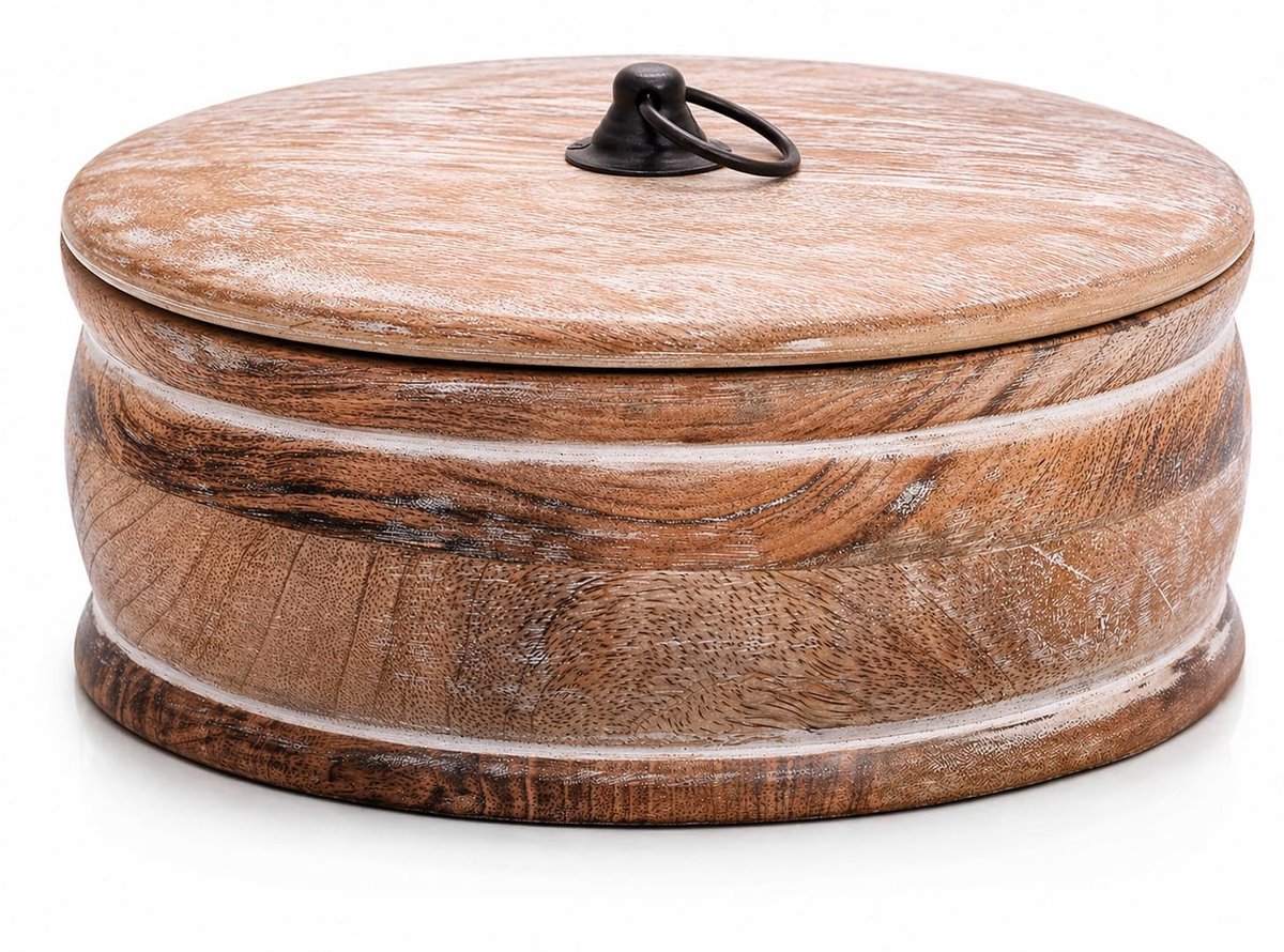 Omgoods - Houten Tortilla Warmer met Deksel voor Brood en Roti