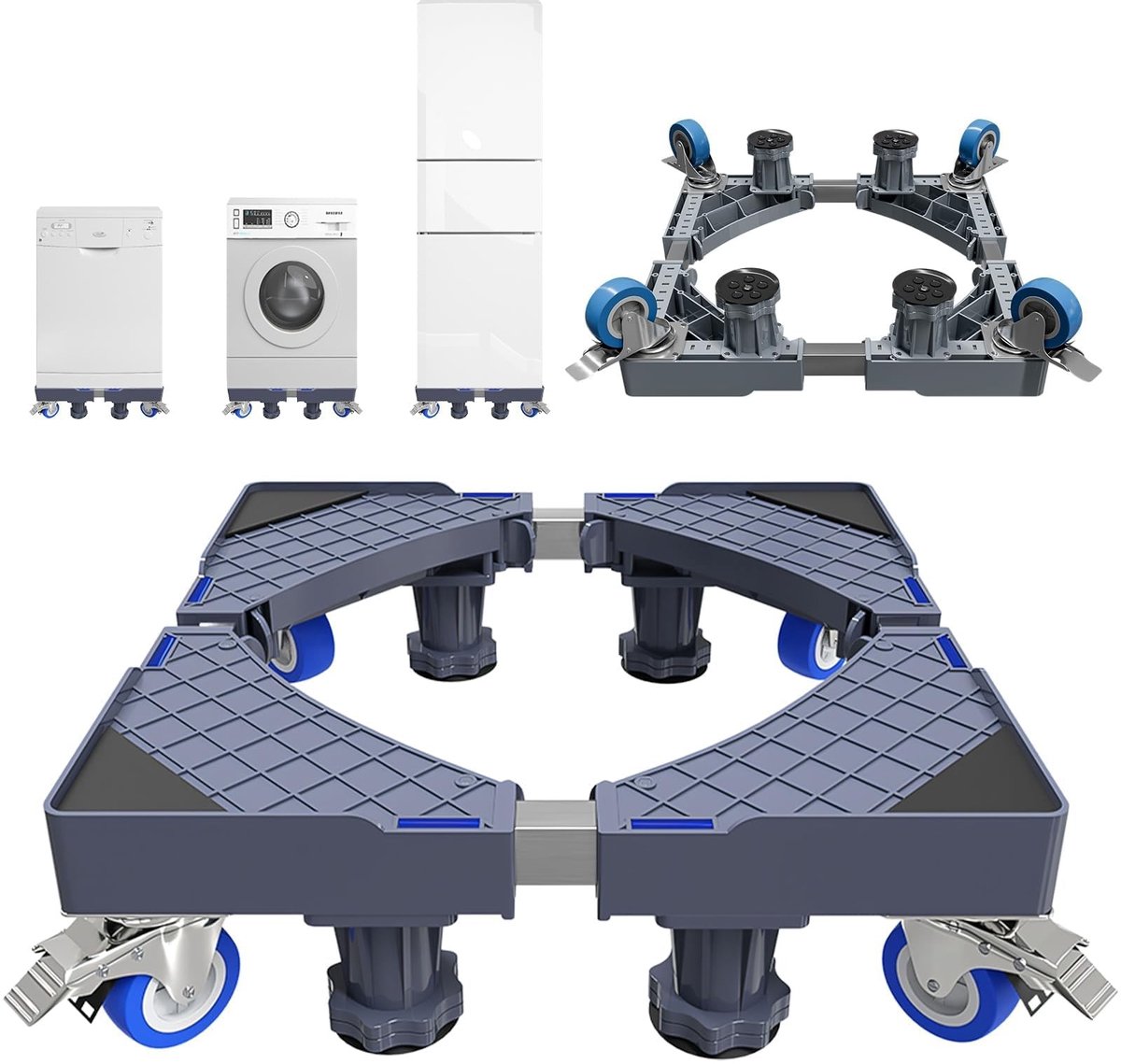 Omgoods - Wasmachinebasis met 4 Poten en Wielen, Tot 250 kg