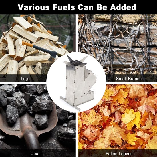 Omgoods - Camping Rocket Stove - Draagbare Houtgestookte Kachel voor Buiten — afbeelding 4
