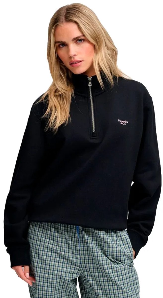 Superdry Signature Embroidered Sweatshirt Met Halve Rits XL Vrouw Marineblauw